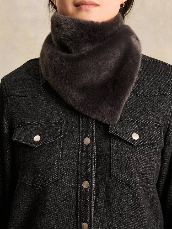 ALEXIS MINK CARBONE- BANDANA FALSA PELE CINZA ANTRACITE por atacado de LABDIP