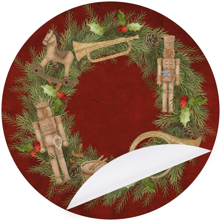 Primitives by Kathy - Wholesale Disposable Placemat - Nutcracker Wreath Paper Placemat