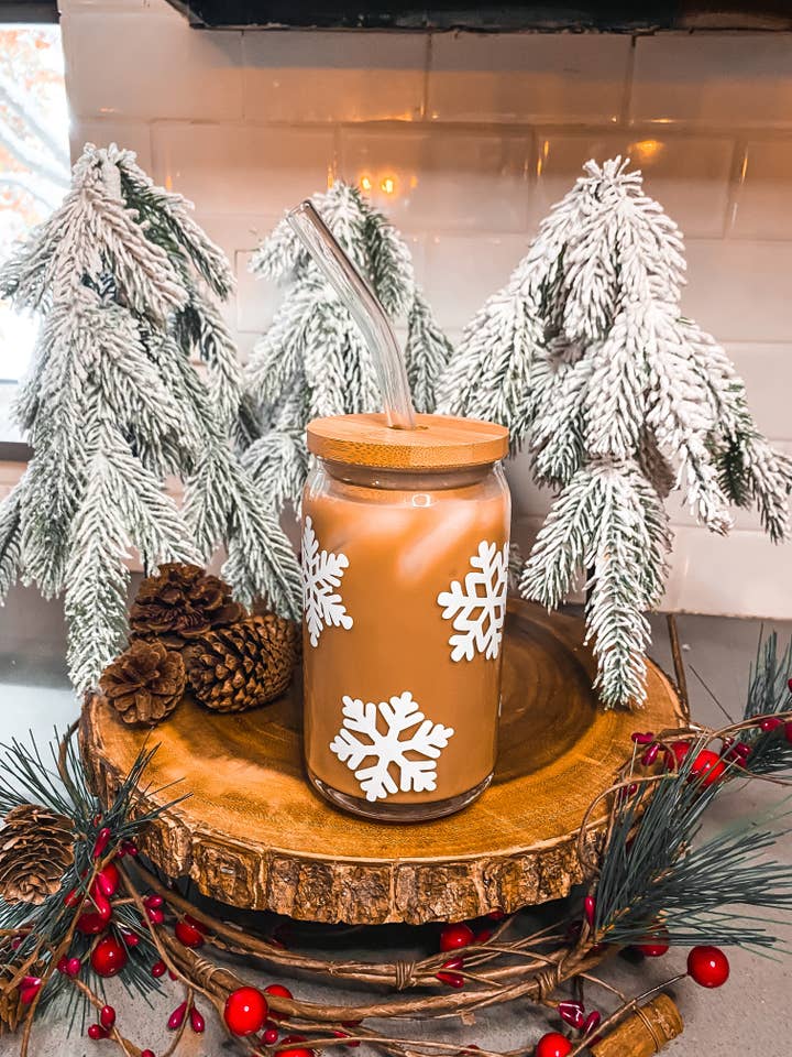 Vidro de lata de floco de neve por atacado de Lou + James Collective