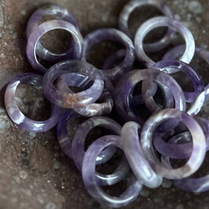 Pebble House - Wholesale Band/Stacked Ring - Amethyst Rings -10 pcs (Crystals & Stones)