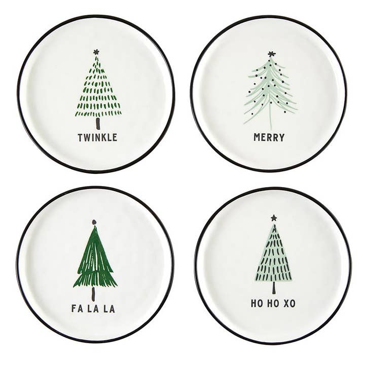 Santa Barbara Design Studio by Creative Brands - Wholesale Decorative Plate/Dish/Bowl - Green Holiday Dishes - Trees - Set of 4