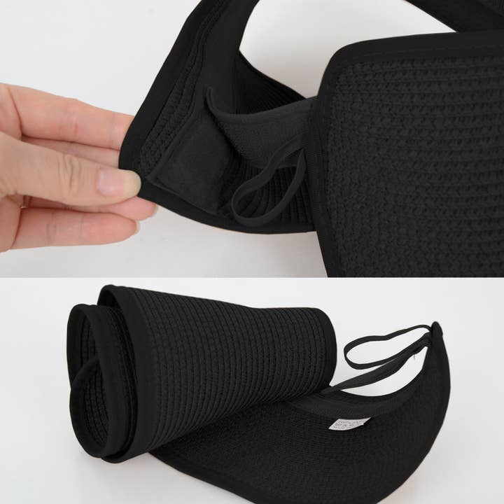 AK Brand – wholesale Visor – Women's – Wide Brim Roll-Up Straw Sun Visor Packable Beach Hat UV16