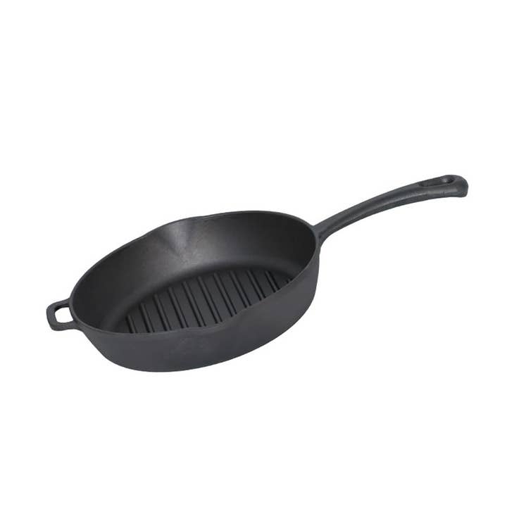 BIOL - Wholesale Cast Iron Skillet - BIOL 9.4" Cast Iron Grill Pan w/ Spouts2