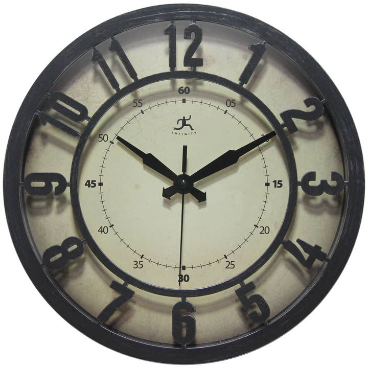 Round Black Wall Clock 12 Inch for wholesale by Infinity Instruments