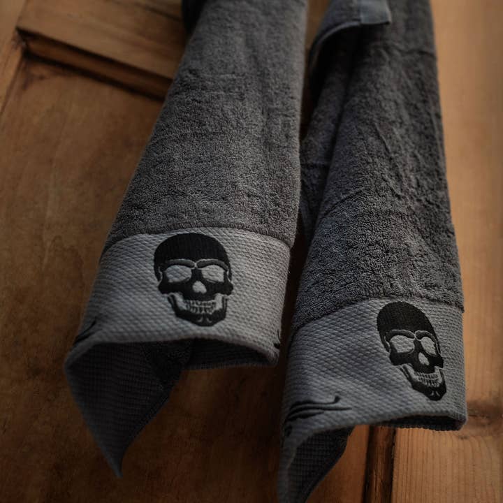 Zapps Clothing - Wholesale Hand Towel - Skullistic Gothic Skull Embroidery Hand Towel Set