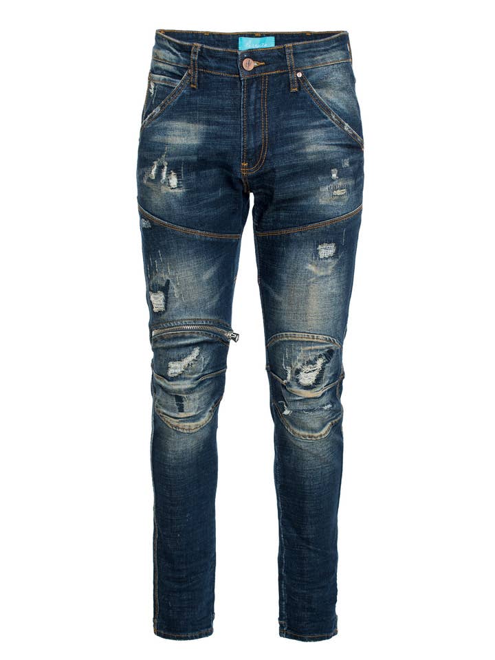 LA Blue Vintage Zip Knee Skinny Jean (7572) for wholesale by Perruzo