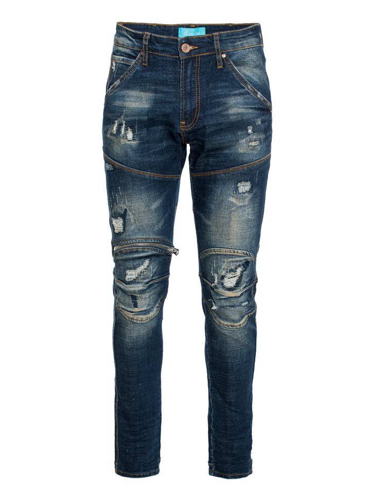 LA Blue Vintage Zip Knee Skinny Jean (7572) for wholesale by Perruzo