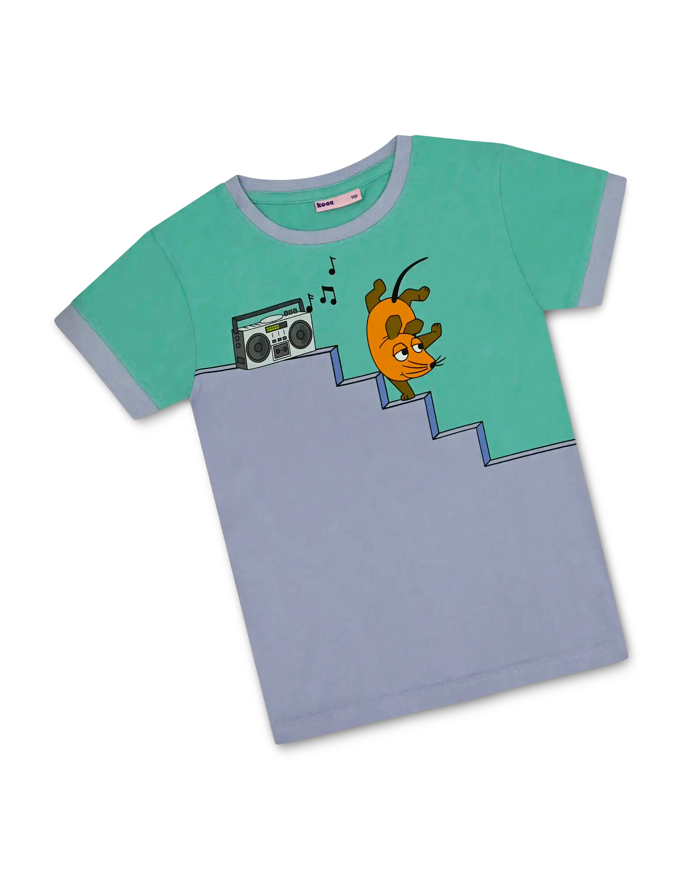 koaa - Wholesale Screen Printed T-Shirt - Kids - koaa – Mouse, Elephant & Duck "Boombox" – T-Shirt green/purple0