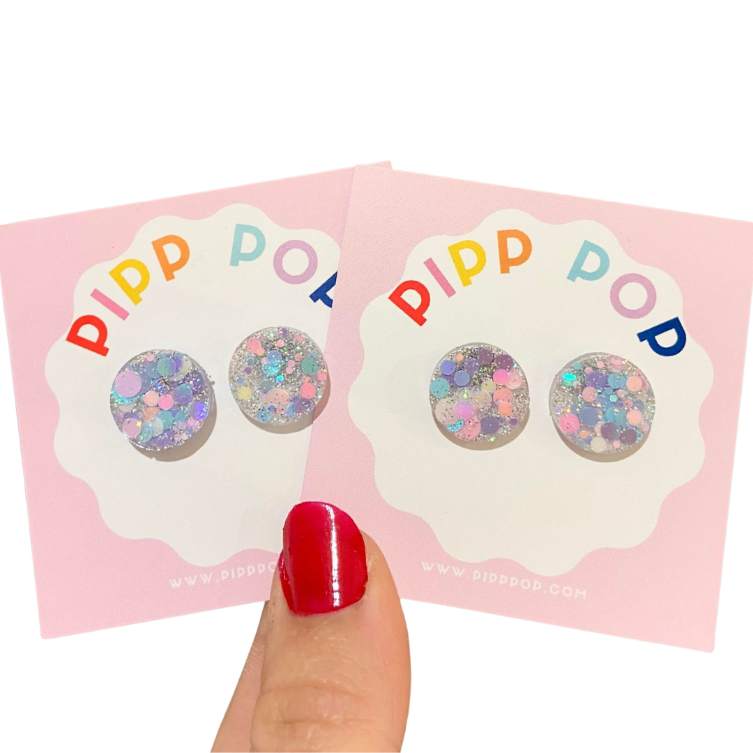 Pipp Pop - Wholesale Stud/Post Earrings - Glitter Resin Studs - 34 Colours Available10