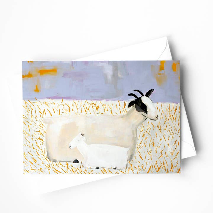 Goats Greeting Card for wholesale by Kaley Alie Art