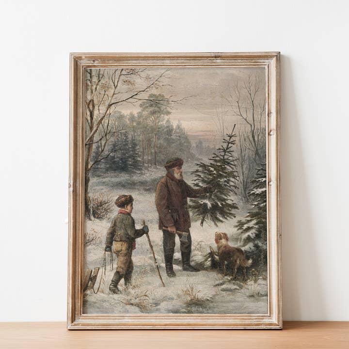 Sugar & Canvas - Wholesale Art Print - Vintage Winter Snow Landscape Christmas Art Print VP1781