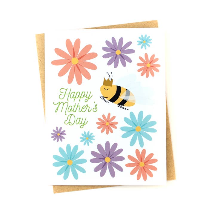 Mother's Day Queen Bee Greeting Card botanical floral garden for wholesale by Klinger Creative