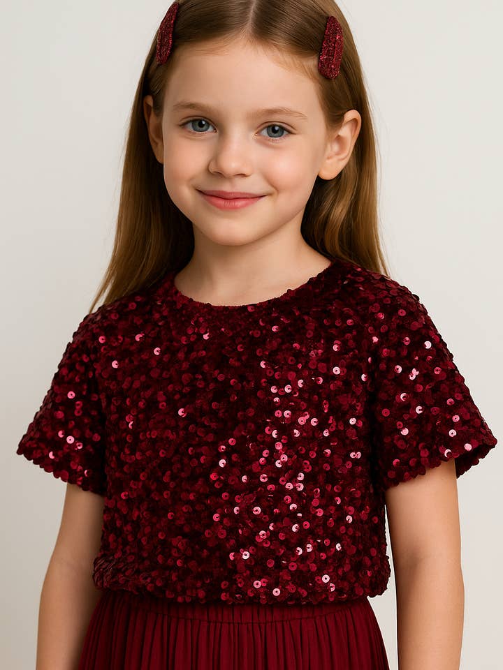 MINI MIGNON PARIS – wholesale Shirt – Kids – Sequin top ideal for girls' holiday parties9