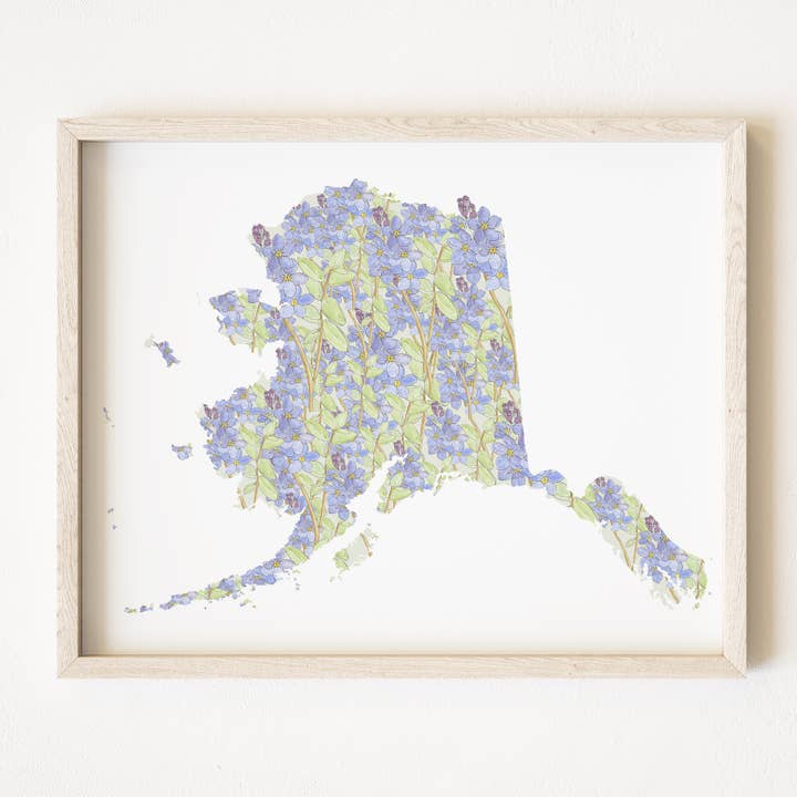 Alaska State Flower Map - ART PRINT for wholesale by Turn-of-the-Centuries