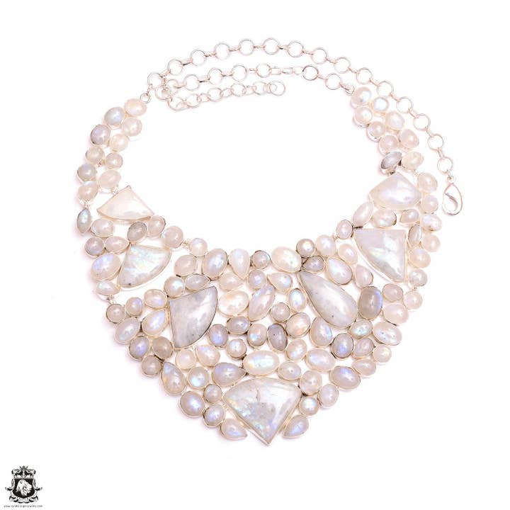 1410± Carats Rainbow Moonstone Gemstone Necklace BNC1 for wholesale by SARAH DESIGNS JEWELRY