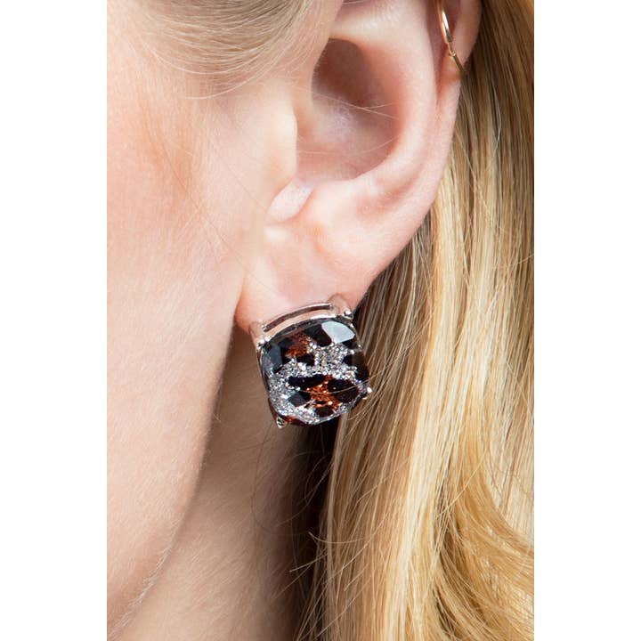 GD Gzeb Gold Zebra Glitter Leopard Stud Earrings for wholesale on Faire