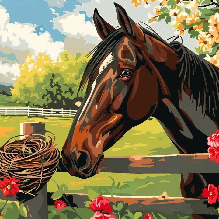 Caballos de Granja Rústicos para venta al por mayor de Paint with Number