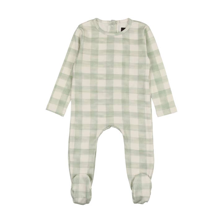 Stretchie à carreaux à la menthe pour la vente par Cuddle and Coo