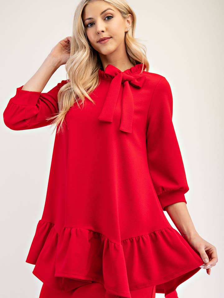 BLYGSAM VOLANGTOPP MED 3/4 ÄRMAR -MT33916 för wholesale av Celeste Clothing