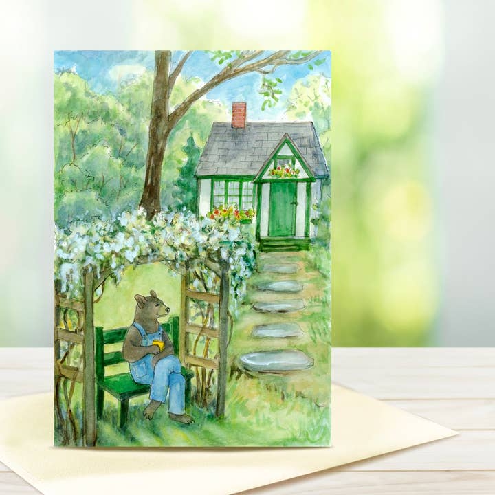 #800 Bernard's Morning Tea Notecard for wholesale by Woodfield Press