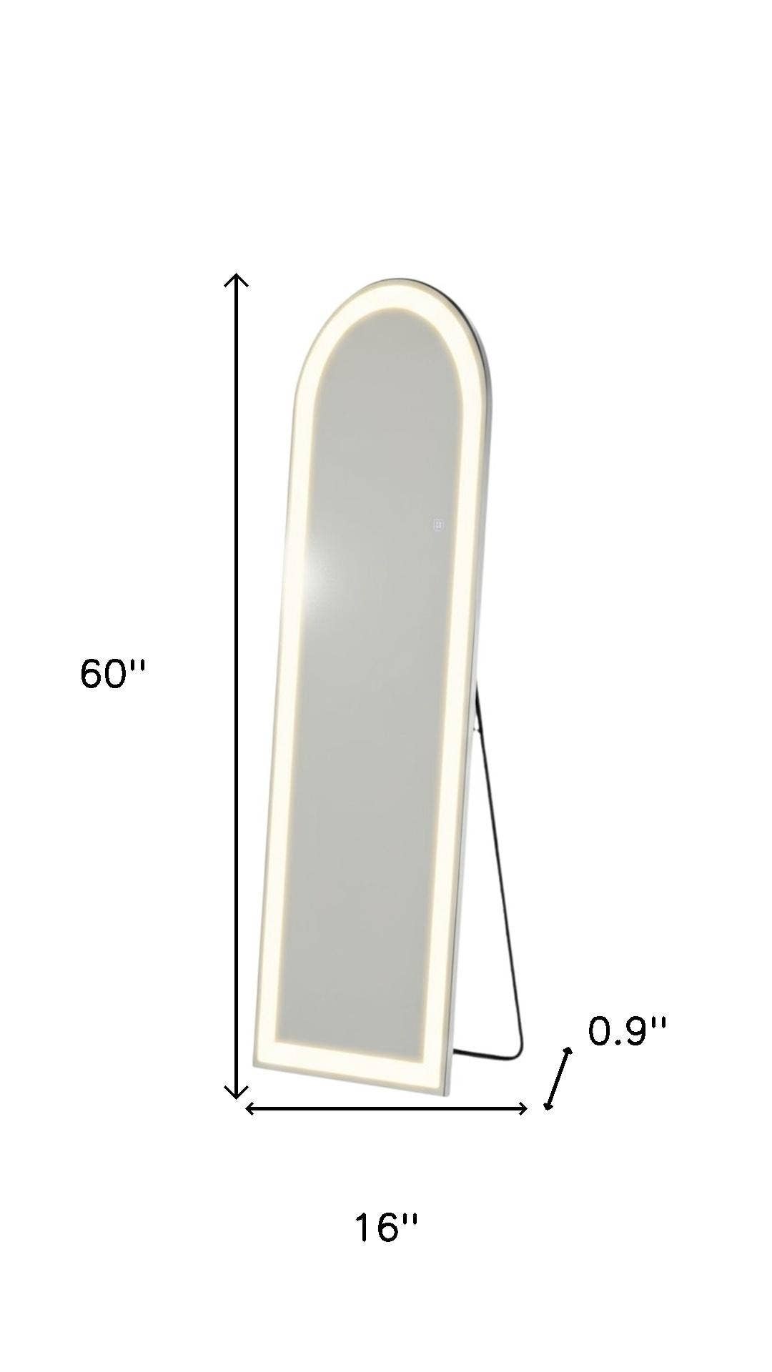 HomeRoots - Wholesale Vanity Mirror - 60" Clear Arch Lighted Freestanding and Wall Mount Frameless Full Length Mirror2