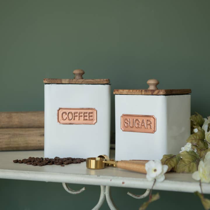 Ragon House - Wholesale Bussenset - SET/ 2 KOPEREN & WITTE VIERKANTE KANISTERS