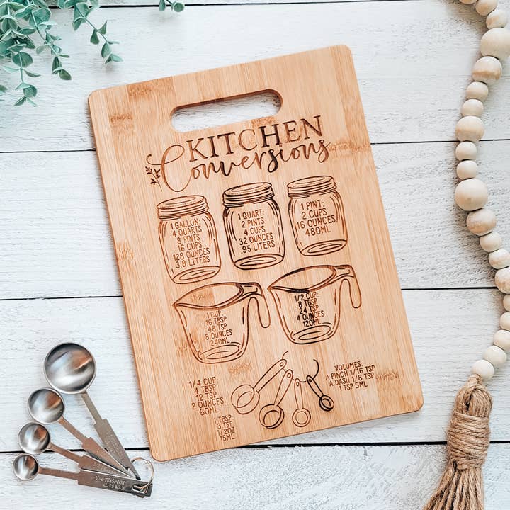 Kitchen Conversions Engraved Cutting Board for wholesale by The Purple Chickadee