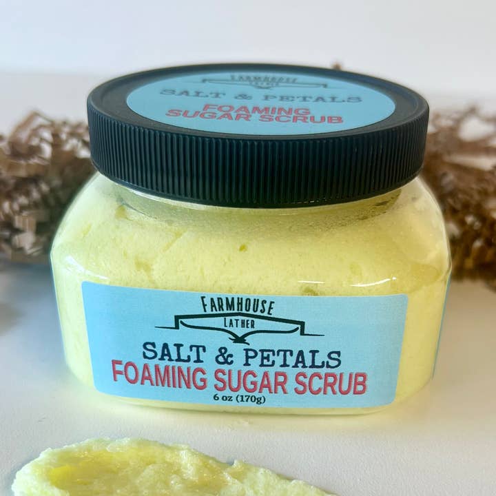Salt & Petals - Skummende Sukkerpeeling for engroshandel hos Farmhouse Lather