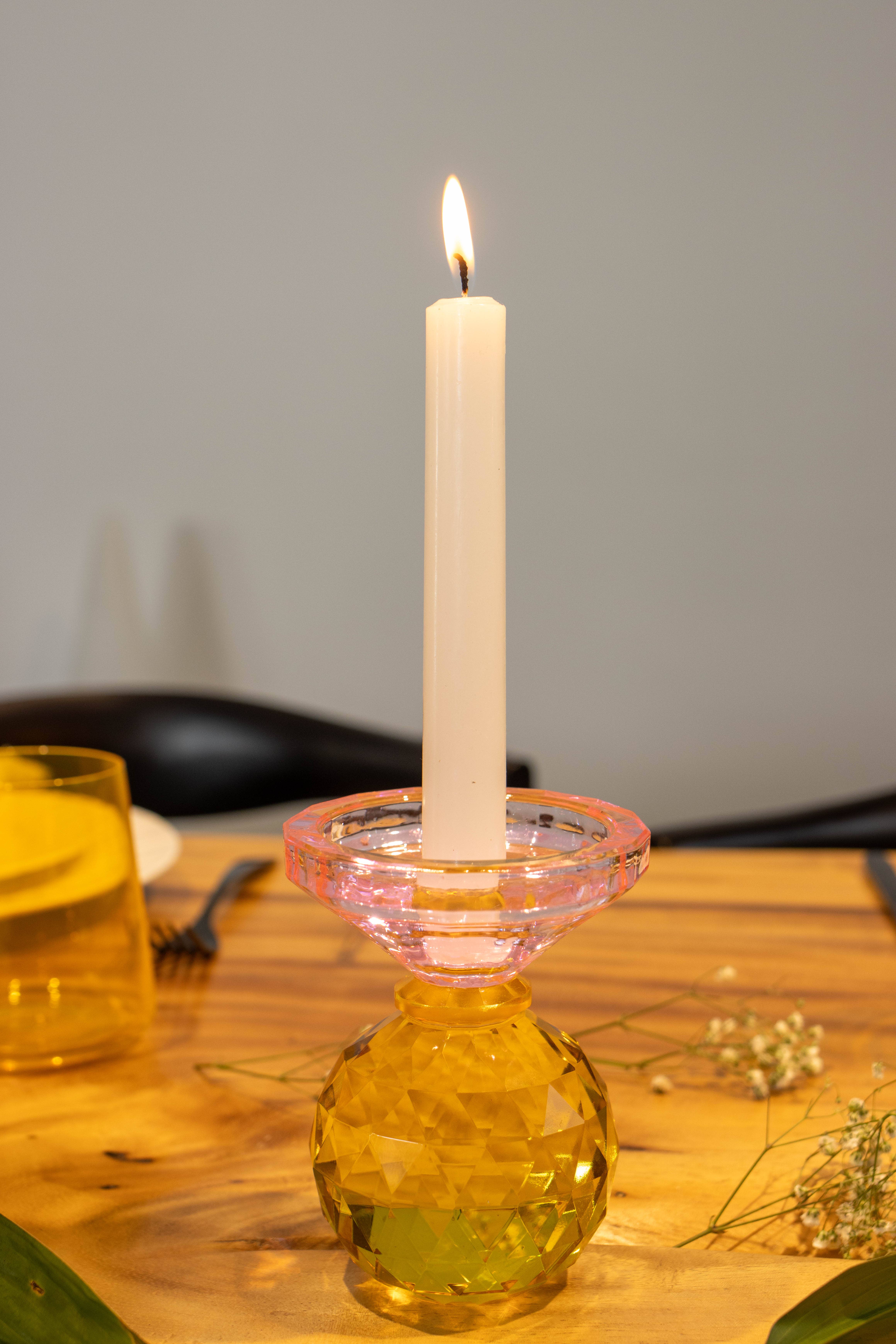 AULICA - Wholesale Candle Holder - Amber And Pink Candle Holder H10cm1