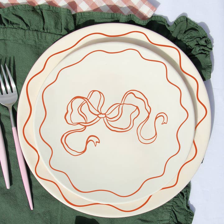 Pó de Barro - Wholesale Dinner Plate - Dessert Plate Bow Xmas Mood1
