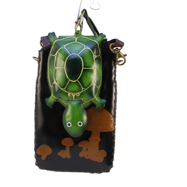 Sunflower Handmade leather inc - Vente Coque de téléphone – femme - Étui pour téléphone portable en cuir fait main Turtle