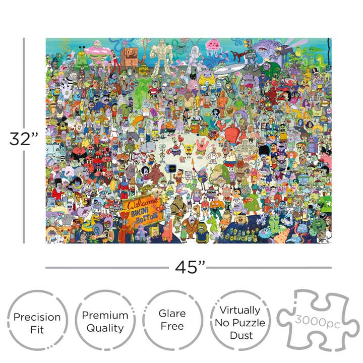 AQUARIUS, GAMAGO, ICUP, & ROCK SAWS by NMR Brands - Wholesale Puzzle - Adult - SpongeBob SquarePants 3000 Piece Jigsaw Puzzle