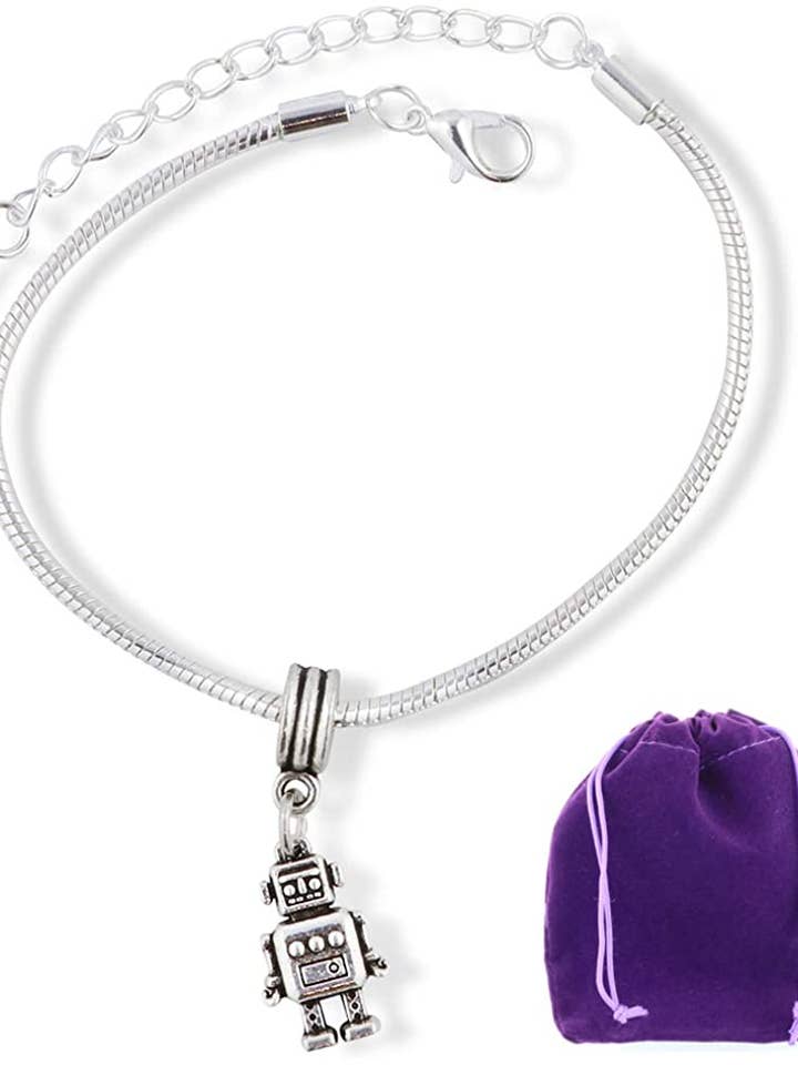 Robot Snake Chain Charm Bracelet for wholesale by Dave The Bunny