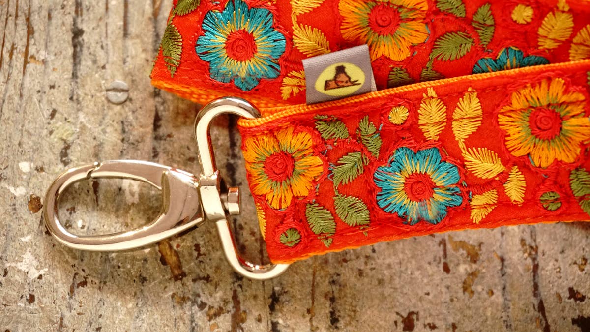 hundsfutter - Wholesale Pet Leash - Dog - Wide orange strap with flower design13