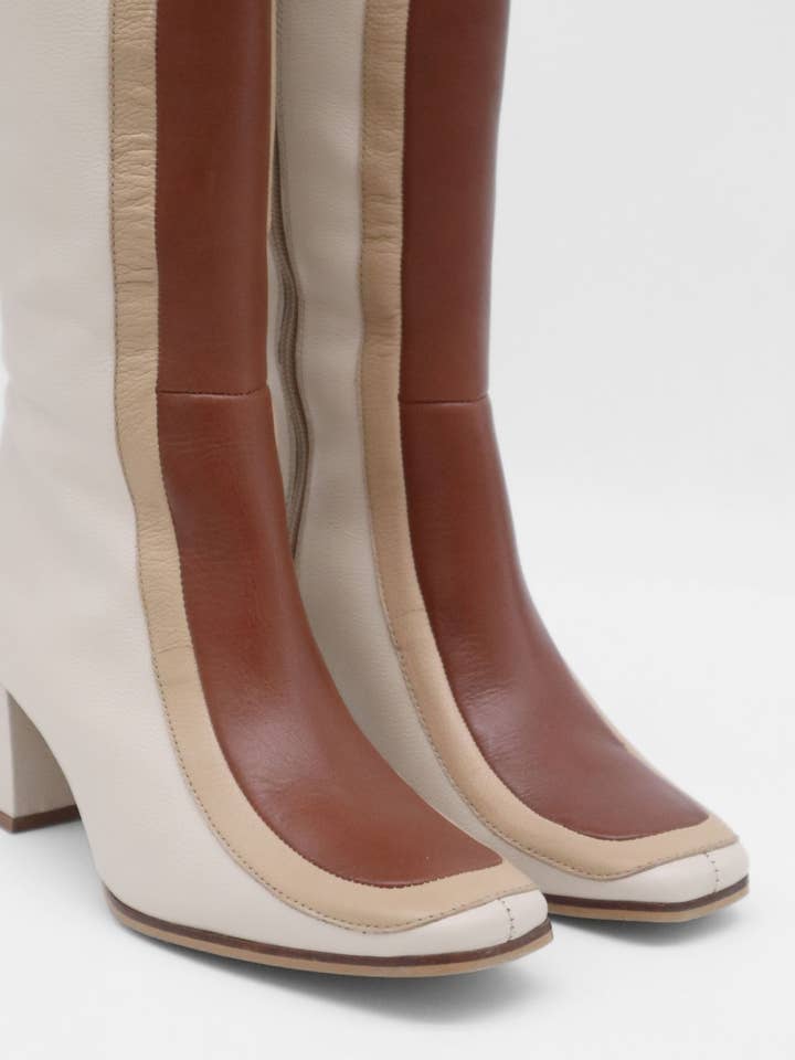 Revival knee high boots ivory leather women's shoes for wholesale on Faire18