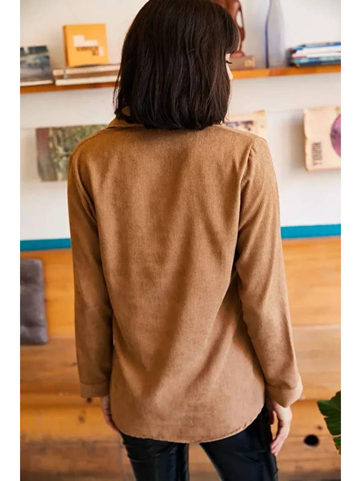 Hoxton Gal – wholesale Buttoned-down shirt – Women's – Fine Ribbed Corduroy Shirt11