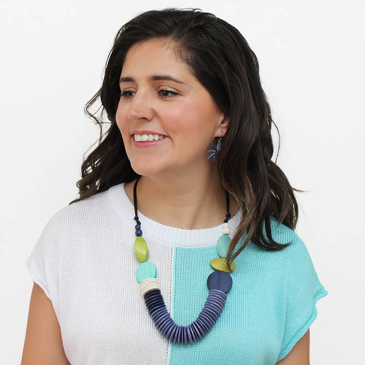 Sylca Designs - Wholesale Bib necklace - Blue Calista Statement Necklace1