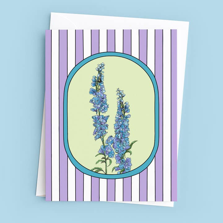 Carte de vœux Fleur de Delphinium pour la vente par Paper Queen Co.