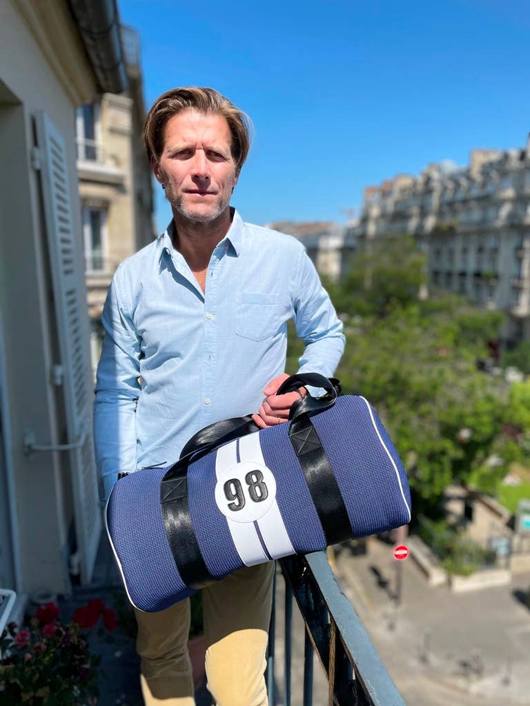 E2R PARIS - Wholesale Sporttas - Uniseks - Unisex sporttas Steevy BB98 van blauwe canvas en eco-leer3