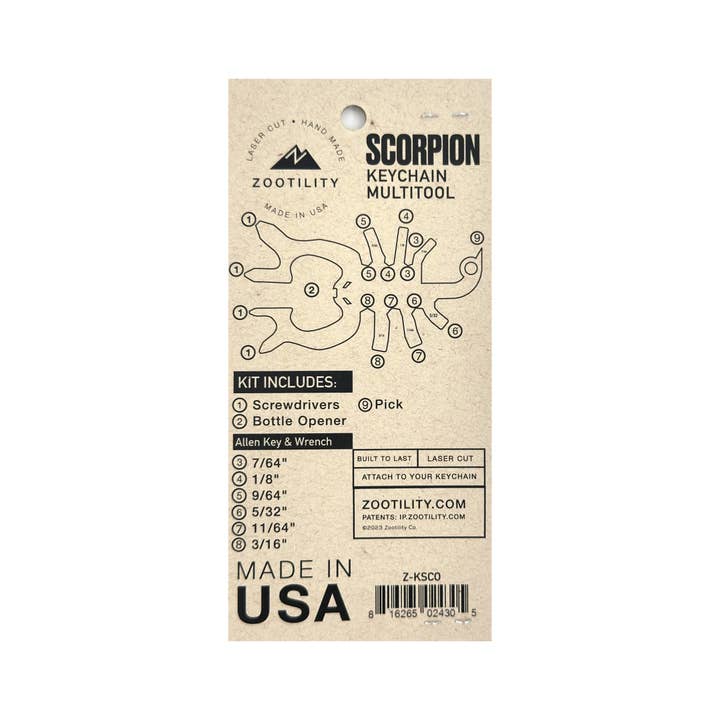 Zootility - Wholesale Keychain - Unisex - Scorpion Key 18-in-1 Keychain Multi-Tool