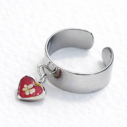 Pressed Flower Cuff Charm Ring for wholesale by My Beverly Jewelry