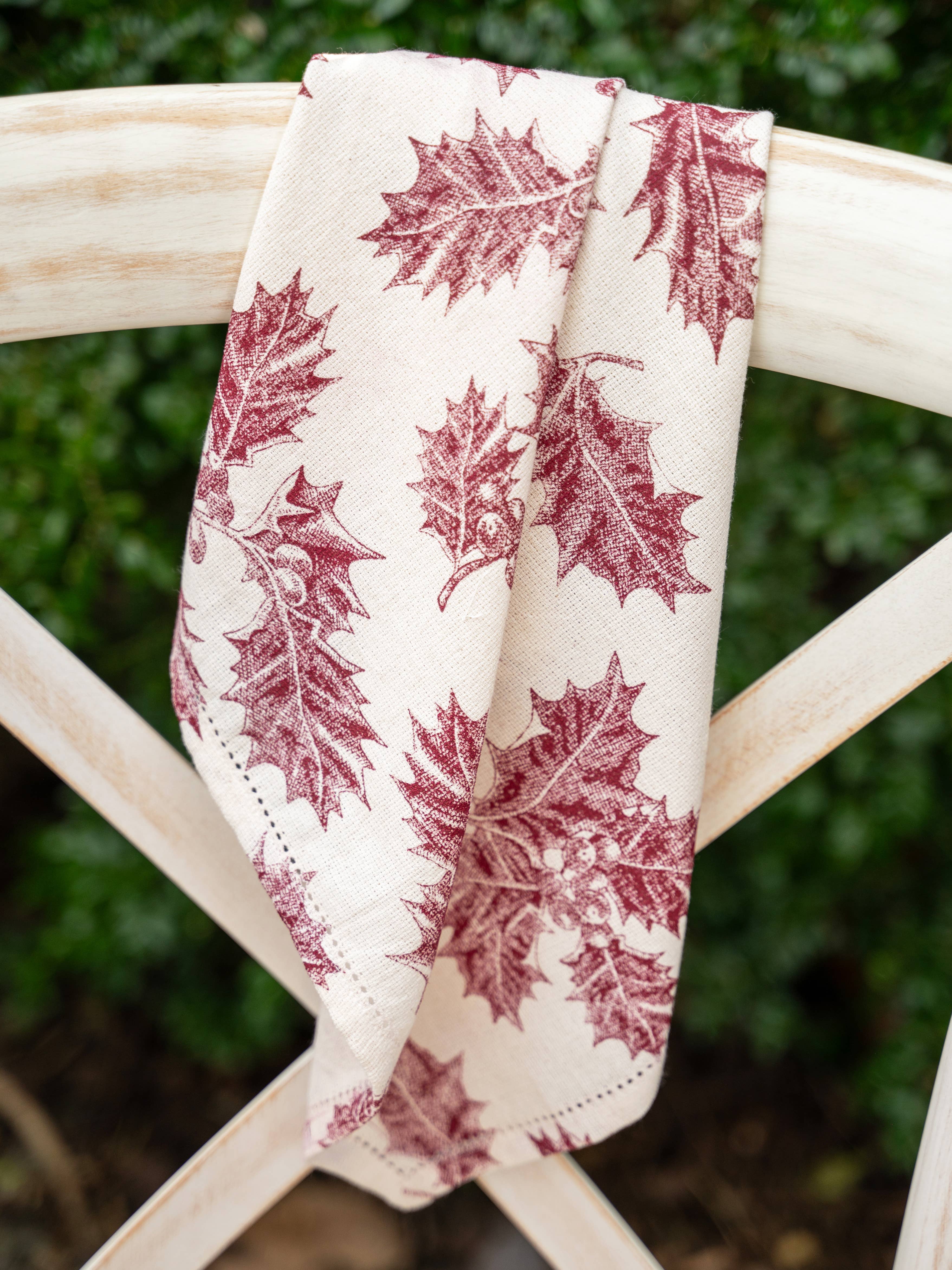 April Cornell - Wholesale Dinner & Cloth Napkin - Holly Toile Napkin Set of 4 - Red1