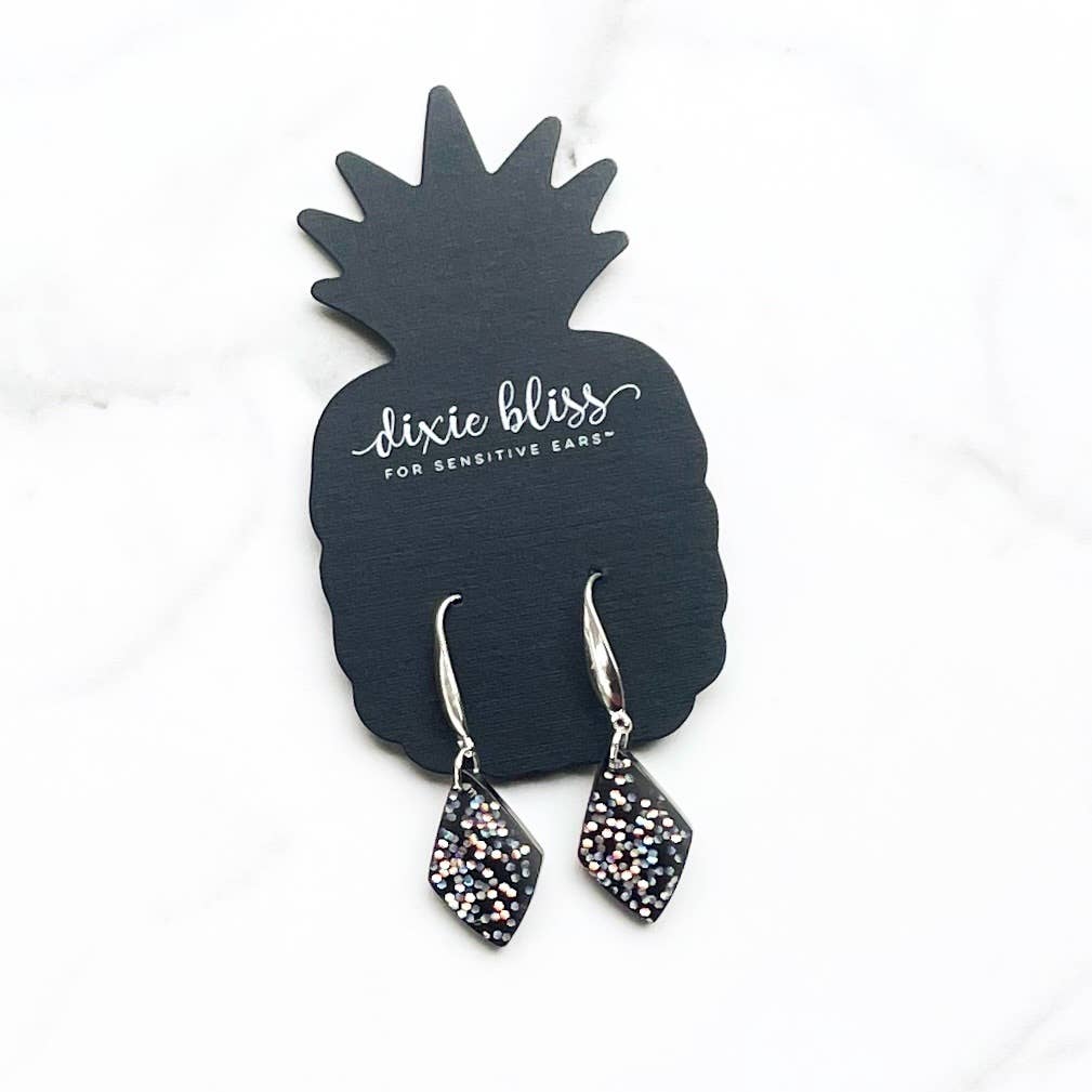 Dixie Bliss - Wholesale Dangle Earrings - Glitz Girl Black Acrylic Dangle Earrings2
