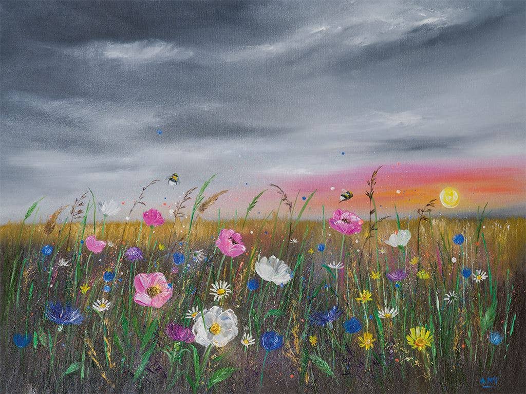 The Art Group - Wholesale Kunstprint - Schilderij Alison McIlkenny (Sunset over Wildflowers)1