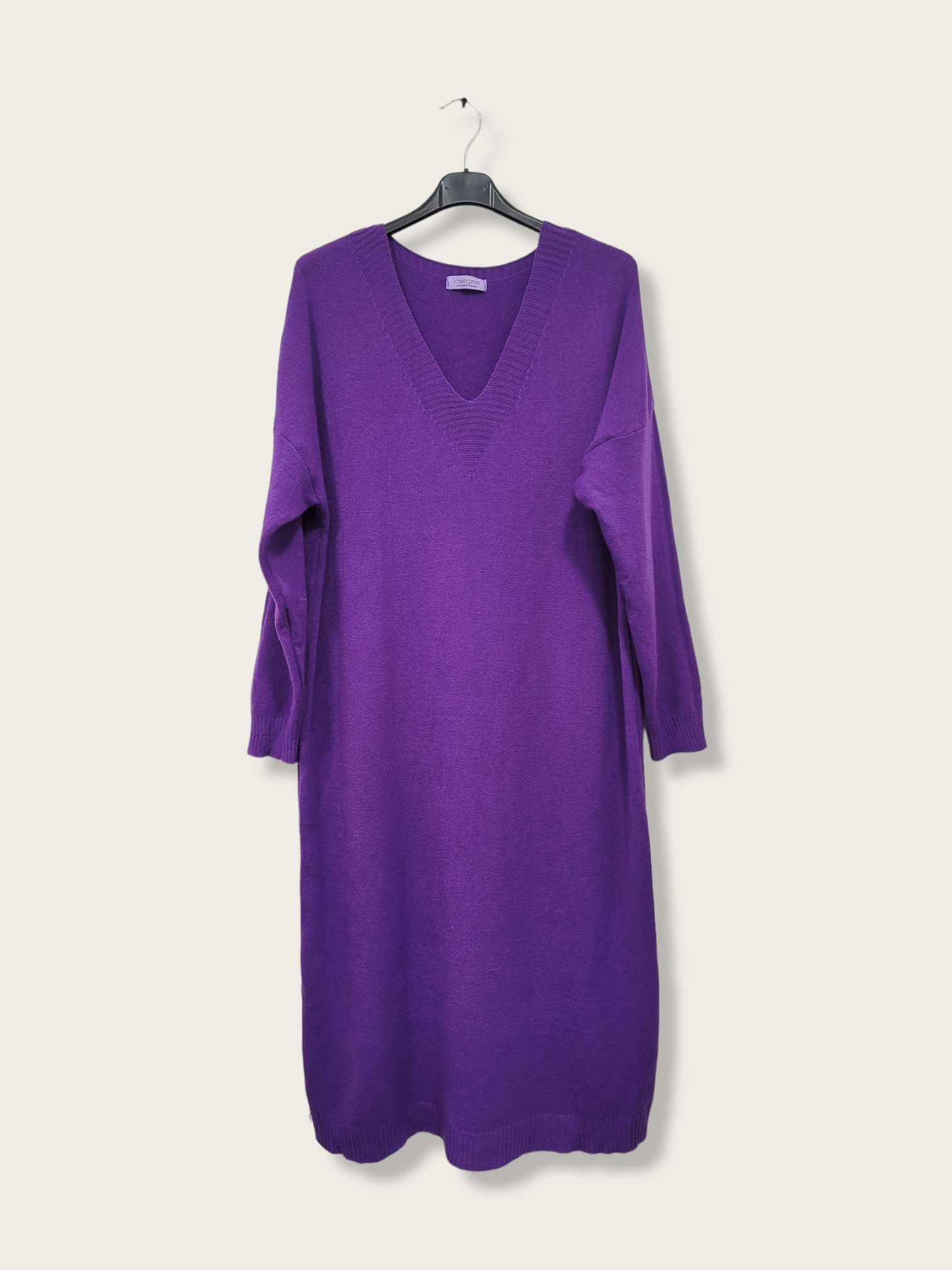 C'MELODIE - Wholesale Dress - Women's - Plus Size V-Neck Knitted Dress7