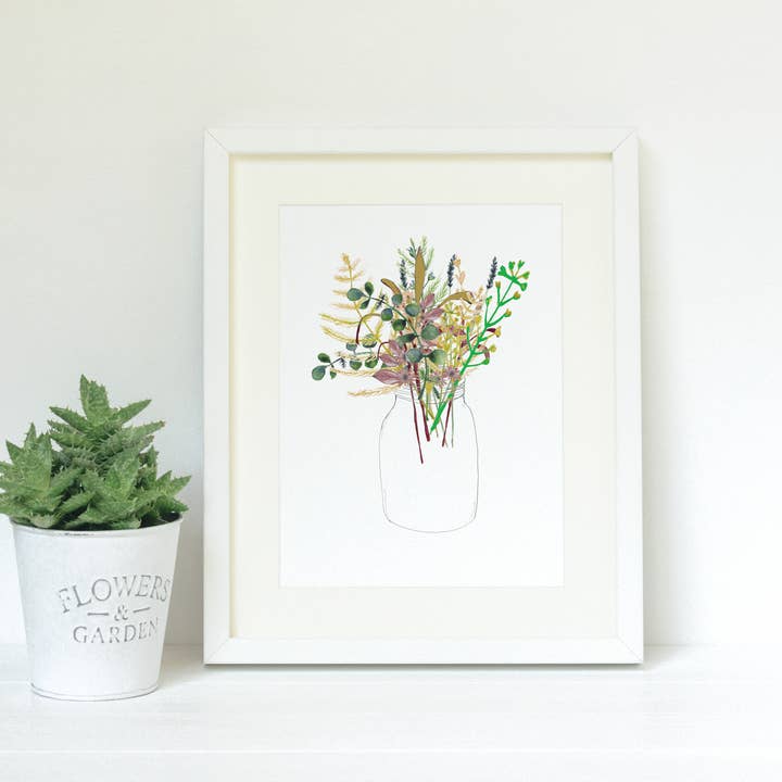 Imprimé Fine Art Fleurs Séchées à l'Eucalyptus pour la vente par Angela Savage Illustration