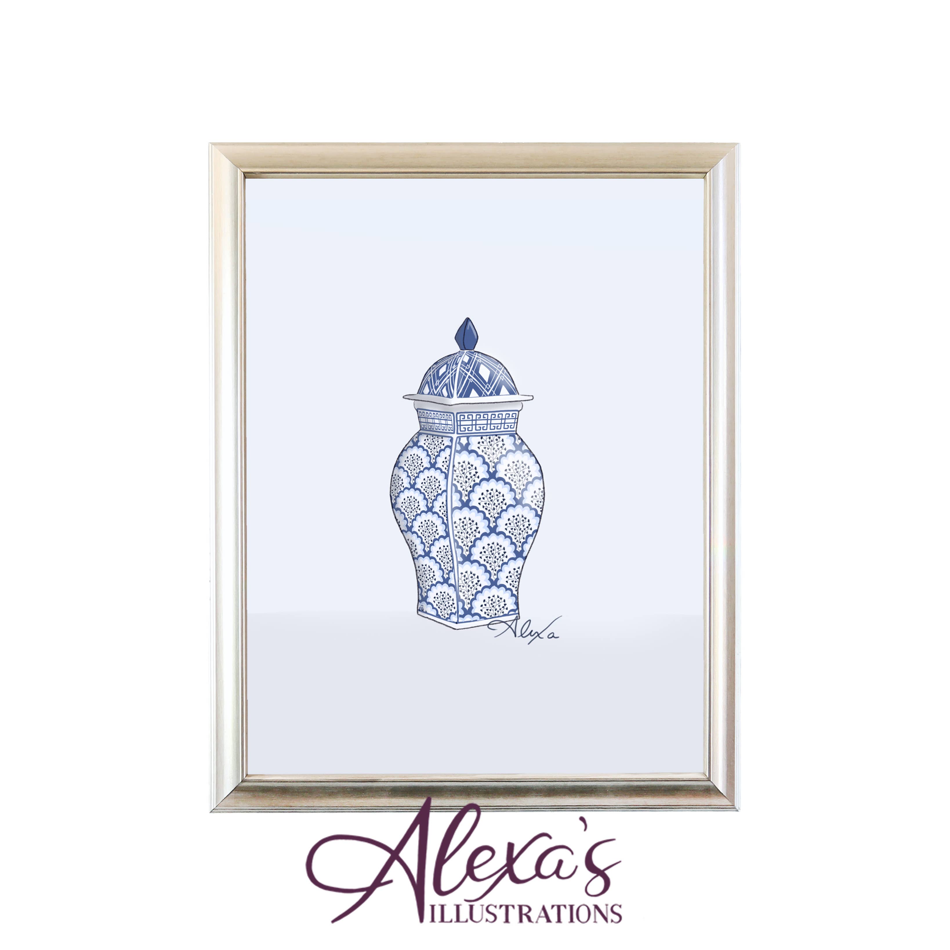 Alexa's Illustrations - Wholesale Art Print - Chinoiserie Ginger Jar Print1