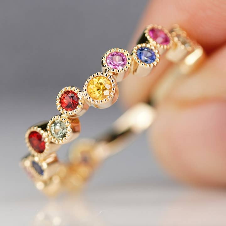 Sapphire Bubbles 14k massiv guldring för wholesale av LE Fine Jewelry