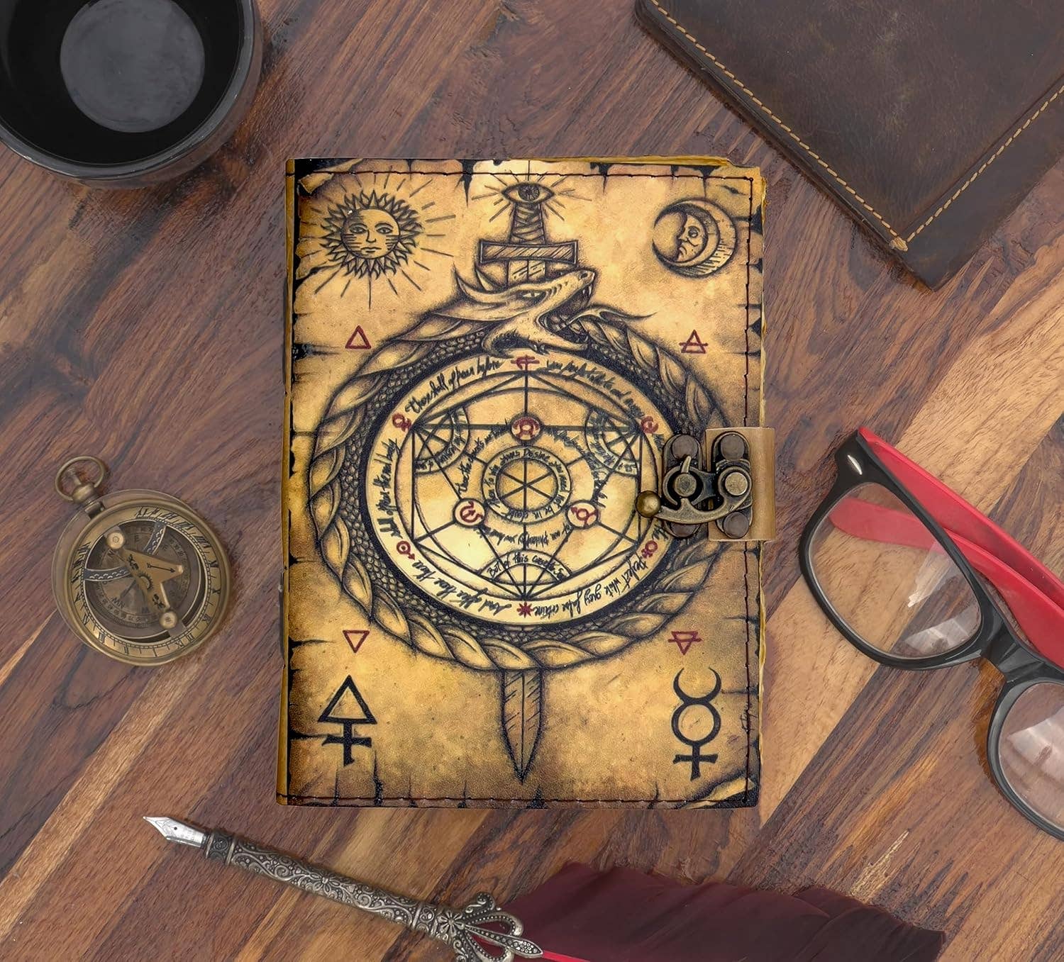 Exclusive Art Inc – Diário por atacado – Diário de Feitiçaria Grimoire - Livro de Feitiços de Couro do Alquimista3