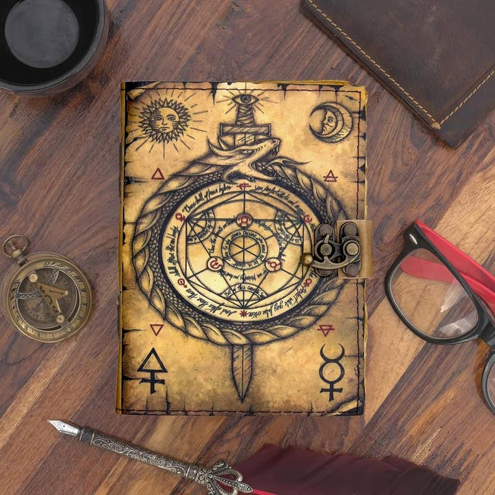 Exclusive Art Inc – Diário por atacado – Diário de Feitiçaria Grimoire - Livro de Feitiços de Couro do Alquimista3